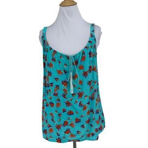 Cabi Top Womens XS Extra Small Cami Tassel Keyhole Tie Turquoise Sleeveless Tank